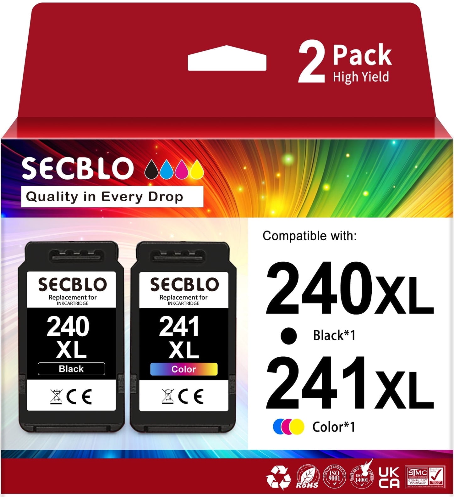240XL 241XL Ink Cartridge for Canon Ink 240 and 241 for Pixma Printer (2 Pack)