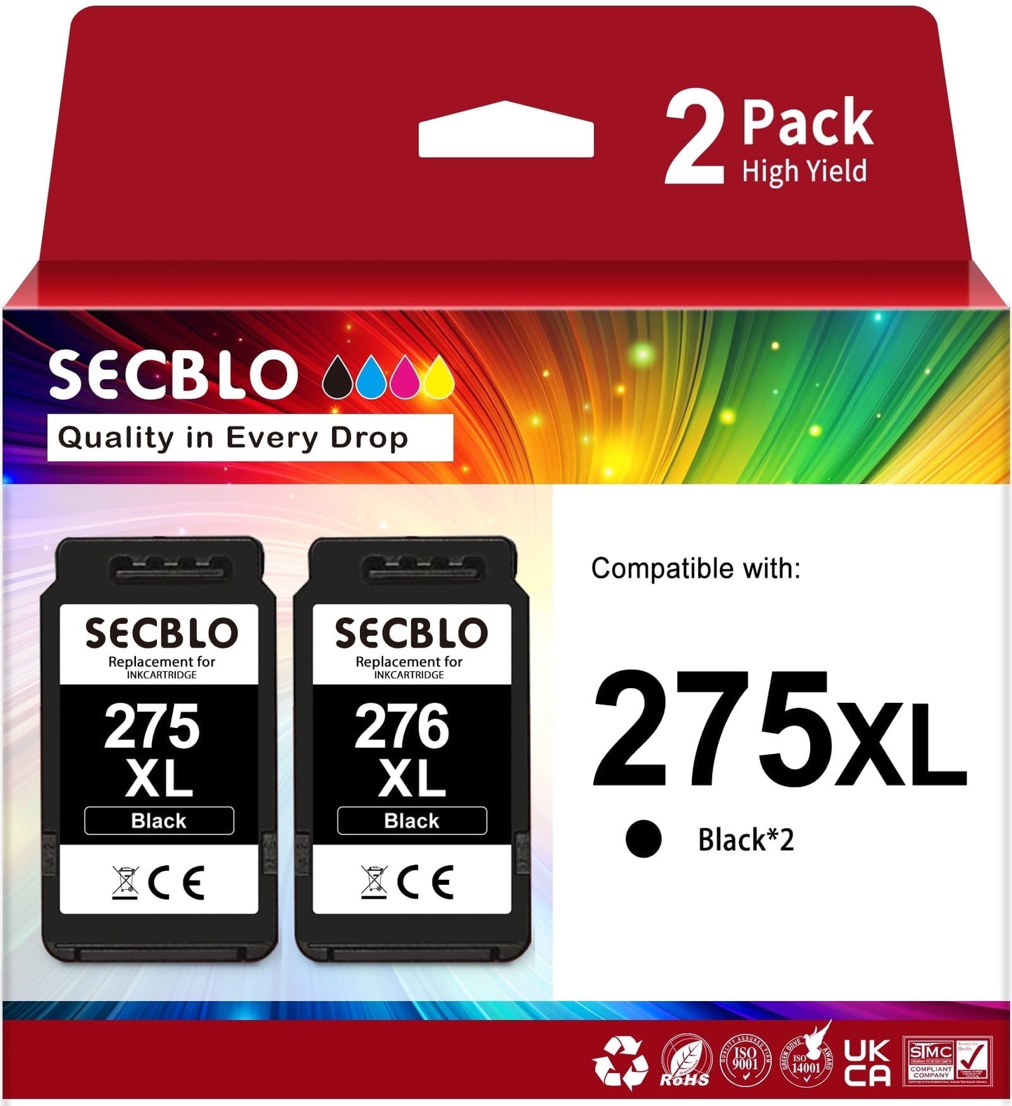 275XL Black Ink Cartridge for Canon Ink 275 for PIXMA Printer, 2 Black