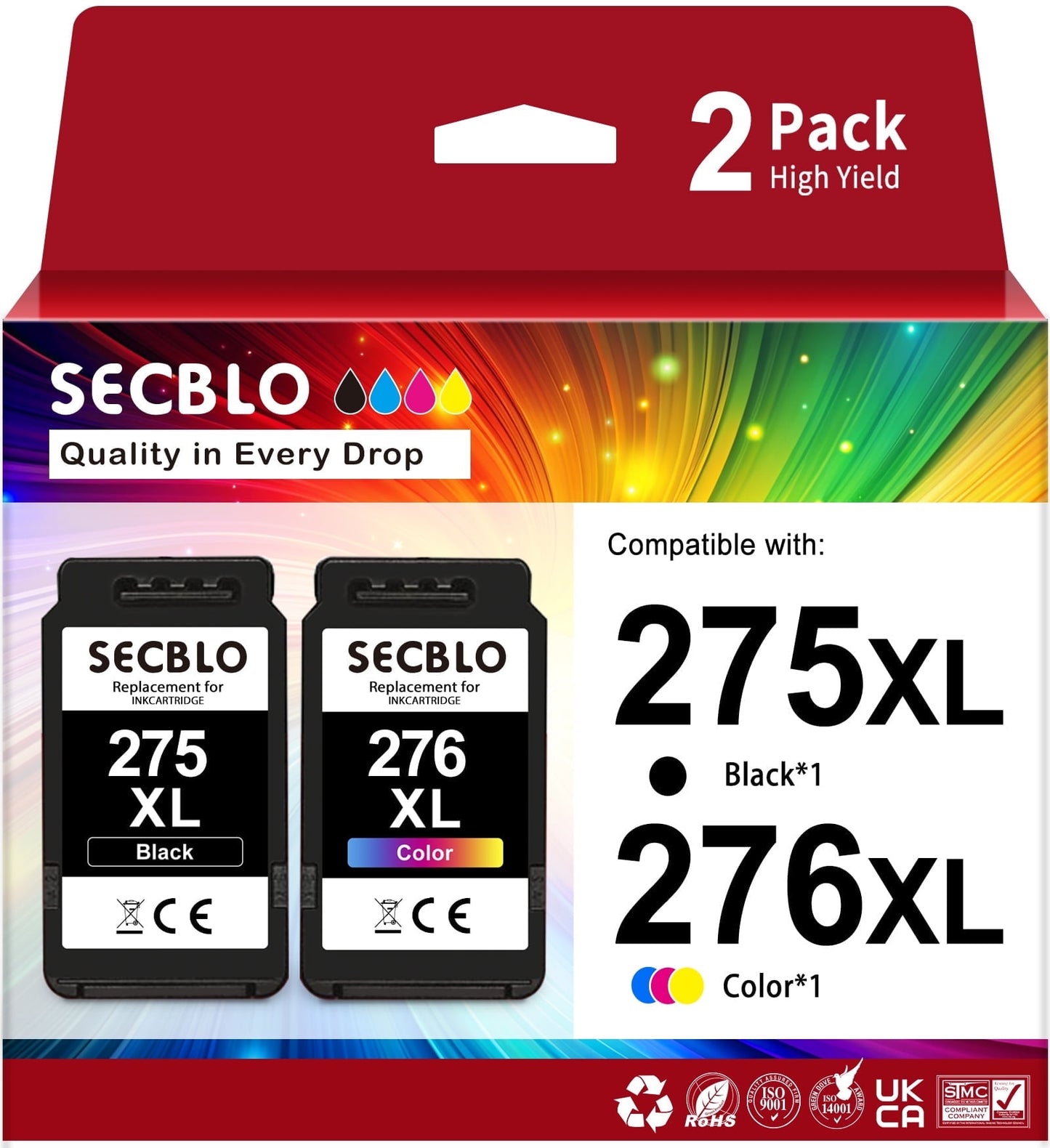 275XL 276XL Ink Cartridge for Canon Ink 275 and 276 for Pixma Printer, 2 Pack