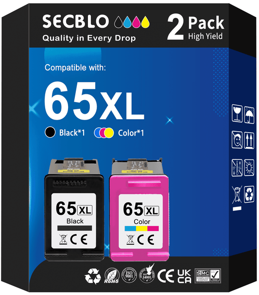 65 Ink for Compatible for HP 65XL Ink Cartridge for HP Printer (2 Pack)