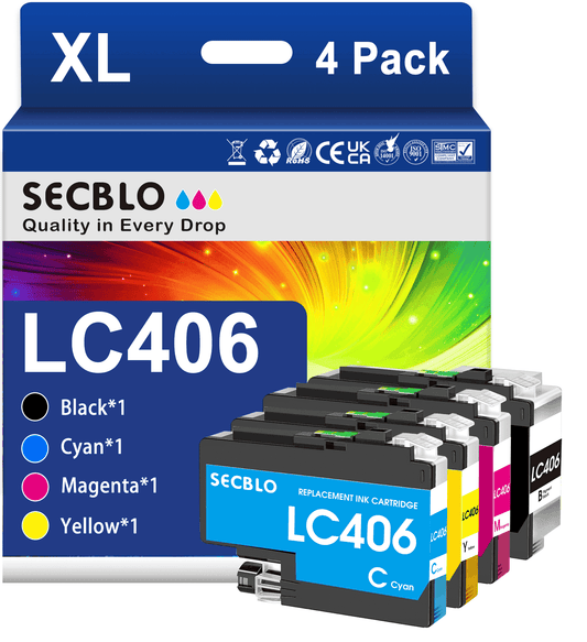 LC406 Ink for Brother LC406XL Ink Cartridge for for MFC-J4335DW J6955DW J5855DW Printer(4-Pack)